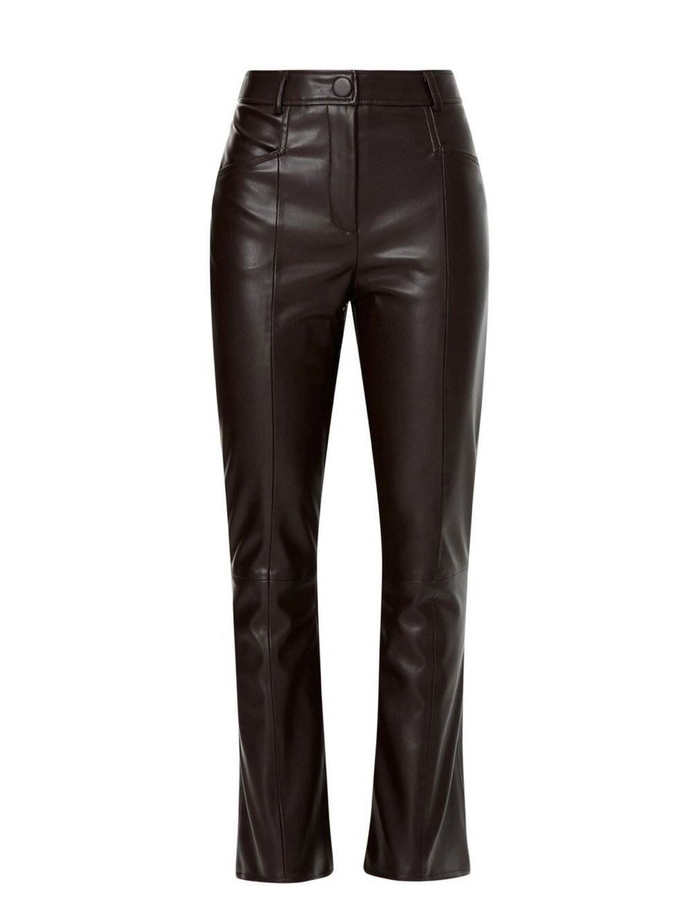 Millau Dark Brown Faux Leather Boot-Cut Pants